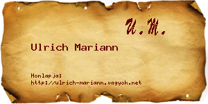Ulrich Mariann névjegykártya